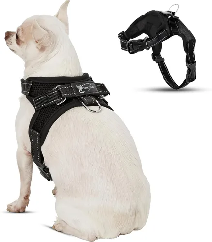 Miniatura 21 de Arnés ajustable reflectante para perro con asa evita tirones, XXS, Negro