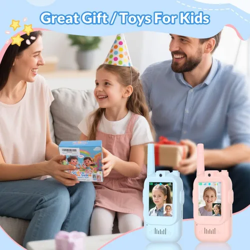 Miniatura 5 de Walkie Talkies de video para niños, video portero portátil recargable para niños, para juegos familiares, exteriores, campamento, senderismo