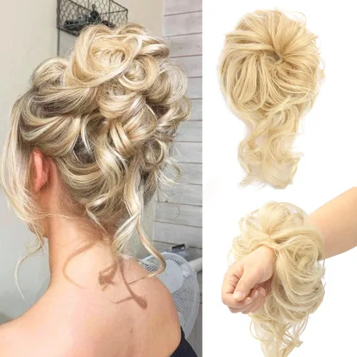 Miniatura 6 de Extensiones de cabello con moño desordenado, superlargas, estilo recogido, recogido, con banda elástica, para mujeres y niñas (12H24)