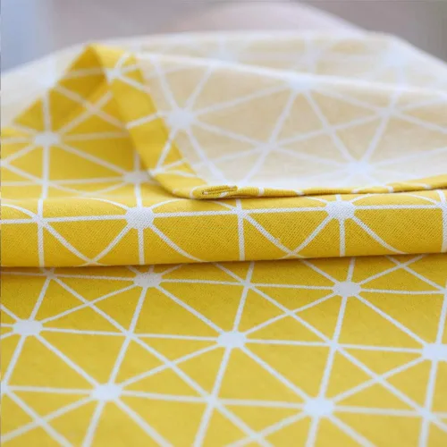 Miniatura 3 de Meioro - Mantel rectangular de algodón y lino para mesa, estilo boho amarillo, diseño nórdico de sarga, manteles sin arrugas, a cuadros a rayas