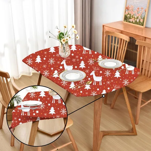 Miniatura 29 de Mantel ajustado blanco con elástico para mesas plegables de 48x48 pulgadas, manteles lavables y elásticos de elastano para mesas de cartas, manteles
