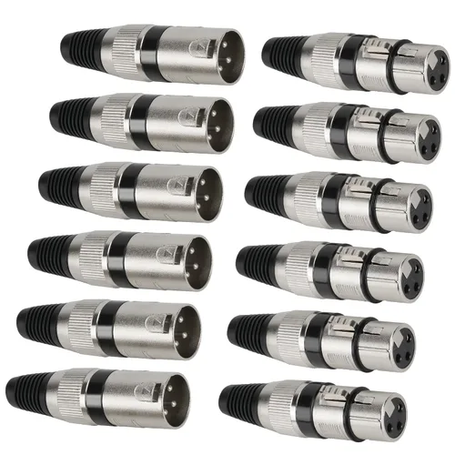 Miniatura 6 de Paquete de 4 conectores XLR de 3 pines, carcasa de aleación de zinc (2 machos y 2 hembras), adaptador de enchufe de serpiente de línea de micrófono