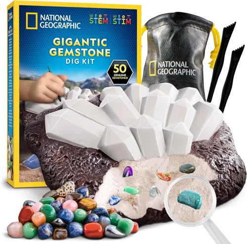 Miniatura 9 de Kit de excavación de piedras preciosas de National Geographic – Excava 10 piedras preciosas y cristales reales, kit científico para niños, kit