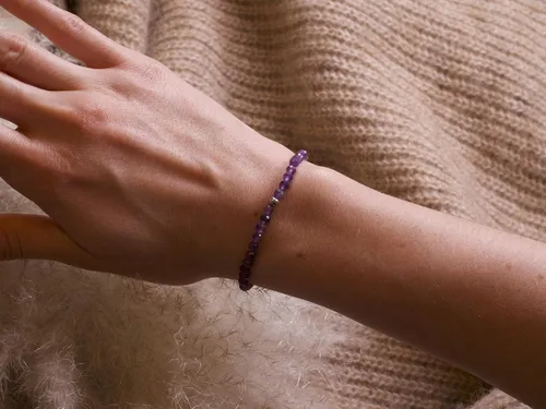 Miniatura 3 de BERGERLIN Pulsera de piedra natural real con perla de plata de ley 925 - Delicadas perlas facetadas - Pulseras genuinas con calidad certificada
