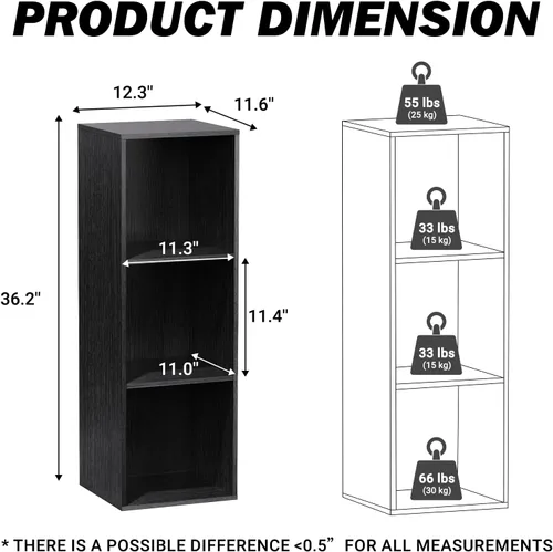 Miniatura 3 de Organizador de almacenamiento de 3 cubos, estantería baja de 3 niveles, organizador de almacenamiento independiente, estantería abierta de tres