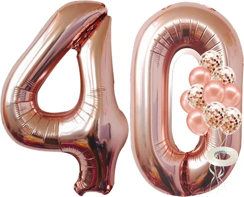 Miniatura 11 de KatchOn, Globos de oro rosa con el número 20 de 40 pulgadas, paquete de 12, 20 globos con confeti, bonitas decoraciones de cumpleaños de 20 años