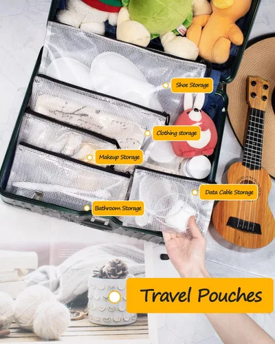 Miniatura 5 de SUNEE Bolsa de malla con cremallera de 11 x 15 pulgadas (negro, 30 paquetes), bolsa grande de malla con cremallera para suministros de oficina