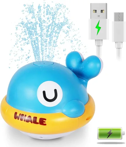 Juguetes de baño para bebés – Juguetes de baño para niños de 1 a 3 años, juguetes de bañera recargables con aspersor de ballena iluminados, juguetes