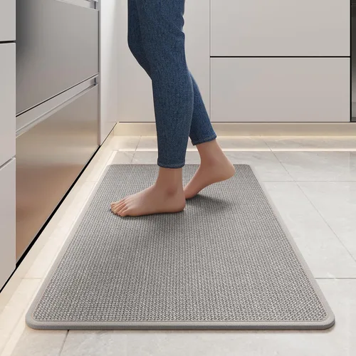 Miniatura 57 de YDKGL Tapetes de cocina para piso, alfombras de cocina súper absorbentes, antideslizantes, lavables, de lino sintético suave trenzado, alfombra