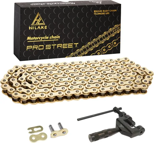 Miniatura 5 de Cadena de motocicleta 420H 132 eslabones sin junta tórica con enlace maestro de conexión, cadena de transmisión resistente para motocicleta