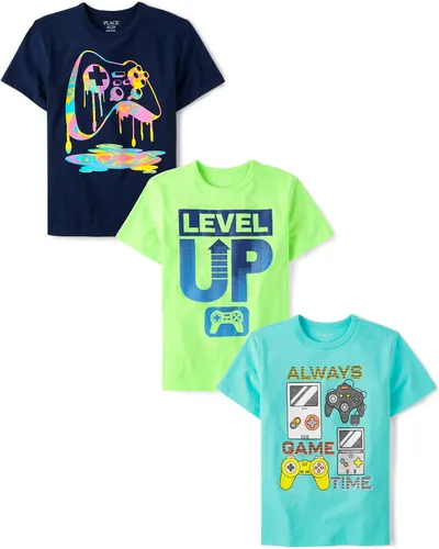 Miniatura 18 de The Children's Place Paquete de 3 camisetas gráficas de manga corta para niños