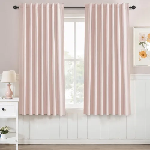 Miniatura 85 de UHITECH Cortinas opacas de 35 pulgadas de largo para sala de estar, 2 paneles, cortina opaca corta para cocina para ventanas pequeñas, cortinas