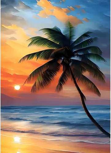 SENQAO Kits de Arte de Diamantes de Atardecer en la Playa para Adultos, Kits de Arte de Diamantes 5D de Atardecer Paisaje para Hacerlo Tú Mismo,