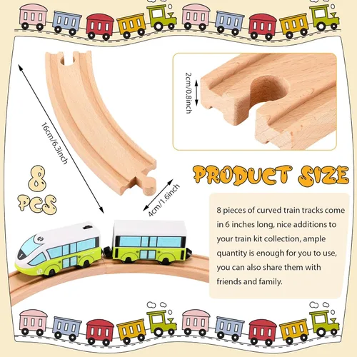 Miniatura 2 de Liliful Paquete de 8 paquetes de expansión de madera para vías de tren compatibles con la mayoría de las vías de tren