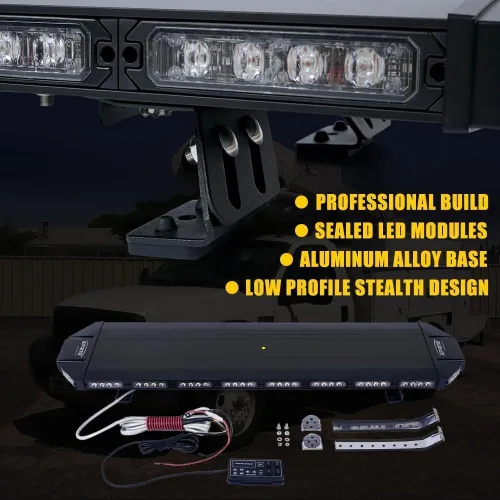 Miniatura 4 de 47" Barra de Luz de 108 LED para Coche - Luces Estroboscópicas Ámbar de Advertencia Con 15 Modos de Parpadeo para Construcción, Camiones de 47" 108