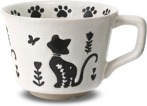 Ceramic Coffee Mug, 11 oz Small Novelty Unique Teacup with Handle, Stoneware Cup for Tea Mocha Latte Cappuccino (Cat)