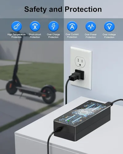 Miniatura 7 de WUKUR Cargador de 42V 2A para scooters eléctricos Gotrax compatible con GoTrax GXL V2, G2, G3, G4, Apex, Glider, XR Elite, XR Ultra, adaptador