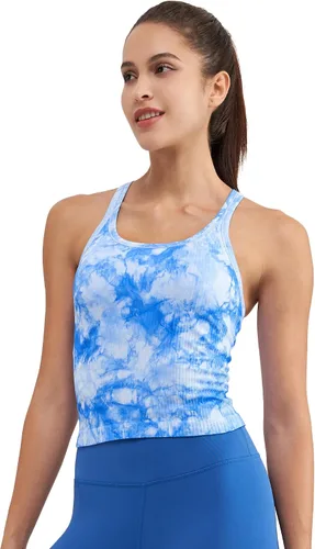 Miniatura 68 de sphinx cat - Camiseta corta de entrenamiento para mujer, camiseta sin mangas, acanalada, con espalda cruzada y brasier integrado
