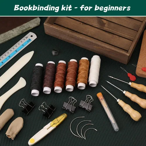Miniatura 9 de WONVOC Kit de encuadernación de libros, kit de fabricación de libros, herramienta de carpeta de huesos para manualidades de papel, herramienta