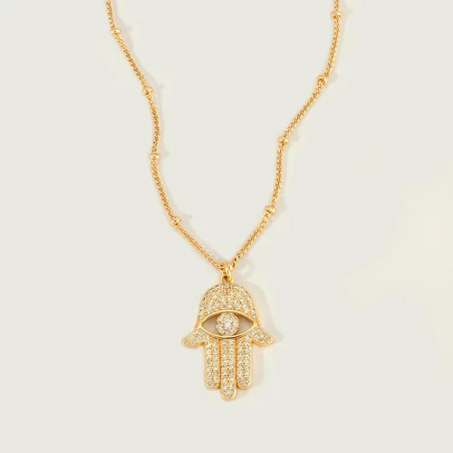 Miniatura 4 de Mevecco Collar de oro delicado de mal de ojo para mujer chapado en oro de 18 quilates lindo delicado solitario circonia cúbica protección ojo