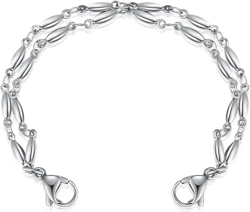 Miniatura 5 de LinnaLove Cadena intercambiable de acero inoxidable para pulseras de identificación de alerta médica para mujeres y hombres, No es una piedra