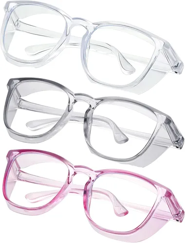 Miniatura 41 de Gafas de seguridad para enfermeras, gafas protectoras – Antivaho marco cuadrado elegante gafas transparentes para mujeres y hombres C16-negro Gery