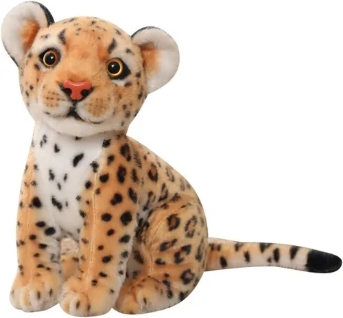 NatureMan Juguete de peluche de guepardo de 9 pulgadas, lindo y realista juguete de peluche de guepardo, regalos para niños y niñas (marrón)