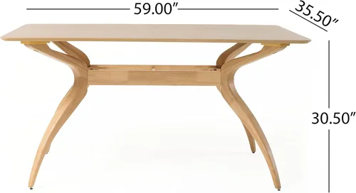 Miniatura 3 de Christopher Knight Home Lucious - Juego de comedor rectangular de patas curvas, juego de 5 piezas, roble natural y beige claro