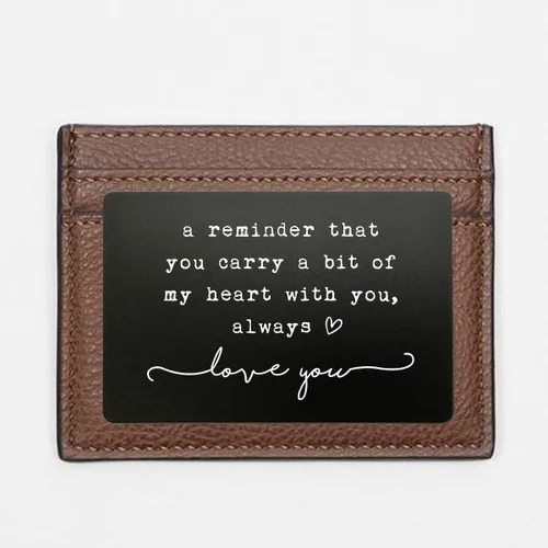Miniatura 2 de Wallet Insert, Engraved Gift For Him, Valentine’s Day Gift, Birthday Gift, Hubby Gift, Engraved Wallet Insert Card, Reminder You Carry My Heart