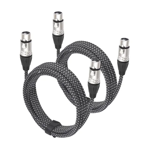 Miniatura 10 de Cable de micrófono XLR hembra a hembra de 6 pies, cables de conexión de micrófono equilibrados de 3 pines, cable DMX XLR hembra a hembra