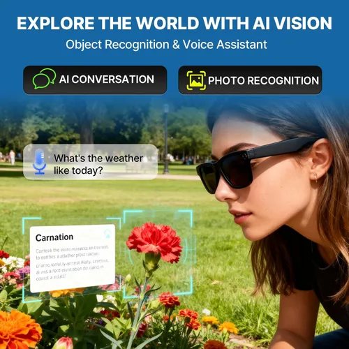Miniatura 5 de Lentes inteligentes AI con cámara, 8MP estabilizado 1200P HD grabación de video HD, UV400 gafas de sol deportivas al aire libre con audio Bluetooth