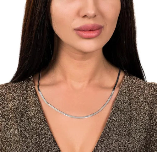Miniatura 4 de Savlano Collar de cadena mágica de serpiente plana de plata de ley 925 de 0138in para mujeres y hombres con caja de regalo hecho en Italia Metal