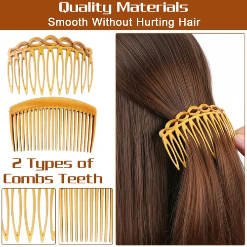 Miniatura 3 de Mabor 12 peines laterales franceses para mujer, juego de peines de clip para el cabello con 3 tamaños, accesorios coloridos para el cabello ABS
