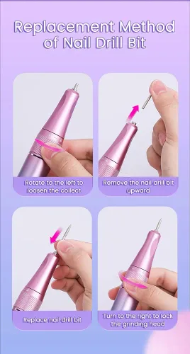 Miniatura 5 de 40000RPM inalámbrico eléctrico portátil recargable Nail Art Manicura Taladro de uñas Taladro de uñas profesional eléctrico (negro)
