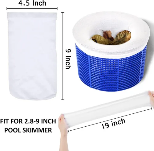 Miniatura 3 de Paquete de 50 calcetines de piscina para filtros de piscina, filtros de cestas y desnatadores para filtrar desechos y hojas, sistema de filtro