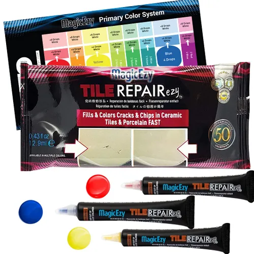 Miniatura 11 de MagicEzy Tile RepairEzy (Beige) - Kit de reparación de porcelana - Relleno resistente para reparación de astillas en azulejos, reparación