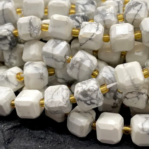 ABCGEMS Cuentas de howlita blanca California (una técnica de corte revolucionaria aporta un aspecto más dinámico a un cubo tradicional) piedra de