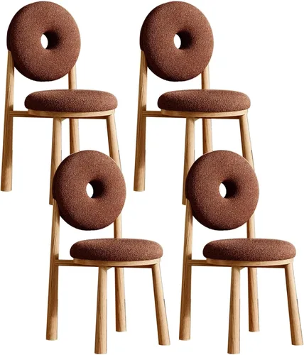 Miniatura 46 de Donut Dining Chairs,Makeup Chair,Kitchen Room Chairs Nordic Back, Dining Room with Metal Legs,Living Room Chair for Home Bedroom Cream Wind Brownish