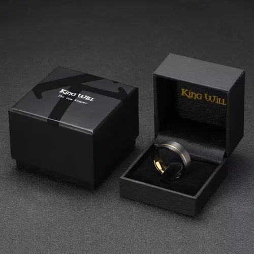 Miniatura 121 de King Will Anillo de boda de carburo de tungsteno para hombre con diseño de ranura, 6/7/0.315 in de ancho, acabado cepillado/pulido para hombre