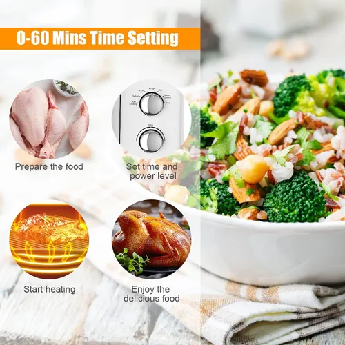 Miniatura 8 de ARLIME Horno microondas retro, 900W/0.9 pies cúbicos, pequeño horno microondas de sobremesa con función de descongelamiento y cocción automática