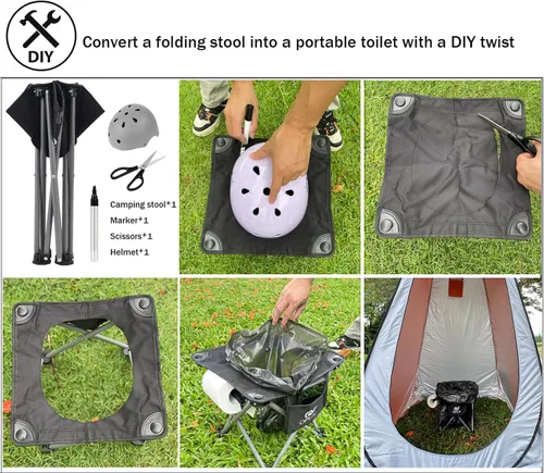 Miniatura 7 de Opliy Taburete de campamento, silla pequeña plegable de 13.5 pulgadas, taburete de campamento portátil para camping, pesca, senderismo, jardinería