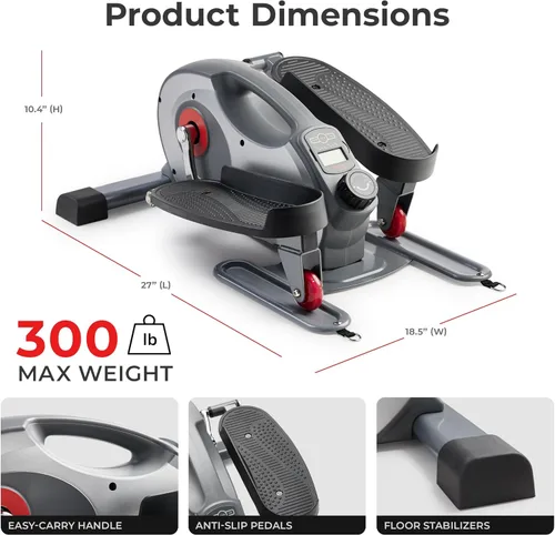 Miniatura 6 de Sunny Health & Fitness Under Desk Elliptical Machine, Portable Sitting or Stand Peddler Exerciser for Seniors Home Office, SunnyFit App Access via