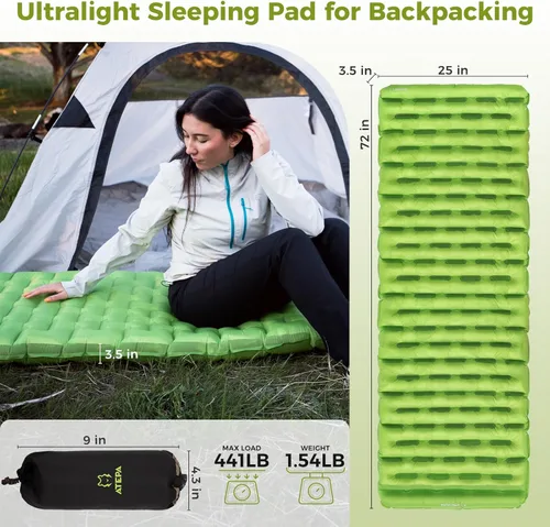 Miniatura 2 de ATEPA ThermAir - Colchoneta de dormir ultraligera para camping y mochilero, 6 colchones de aire aislados de valor R, colchoneta inflable compacta