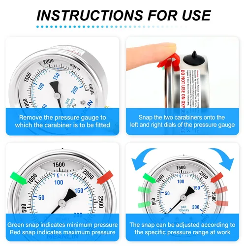Miniatura 25 de MEANLIN MEASURE Medidor de presión de acero inoxidable relleno de líquido de 0 ~ 300 psi, esfera de cara NPT de 2 pulgadas para compresor de aire