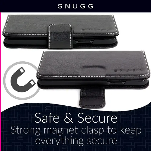 Miniatura 6 de Snugg Funda tipo cartera para iPhone 15 Plus – Funda plegable con 3 ranuras para tarjetas, cierre magnético y función de soporte para teléfono