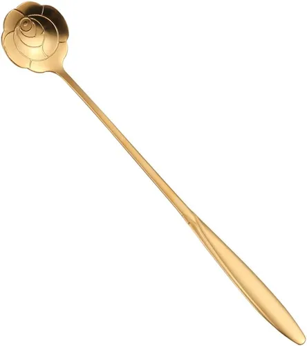 Miniatura 3 de SZLFSX 16 cucharaditas de oro en forma de rosa, acero inoxidable de 7 pulgadas