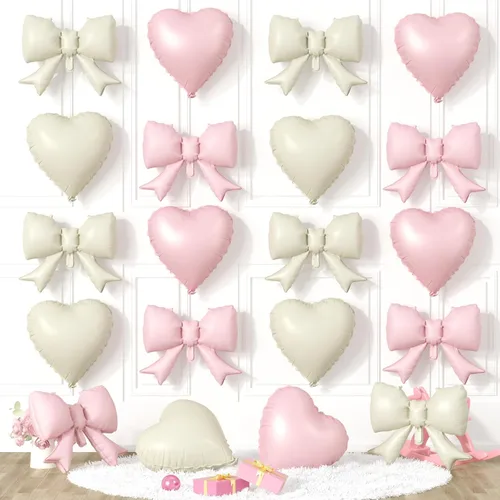 Miniatura 19 de 20 globos de lazo rosa, globos de corazón rosa bebé, globo en forma de corazón de 18 pulgadas, globo de lazo de 21 pulgadas para propuesta