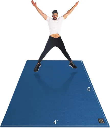Miniatura 8 de GXMMAT Alfombrilla de ejercicio grande de 6 x 4 pies/6 x 5 pies/6 x 6 pies (0.276 in), alfombrillas gruesas para suelo de gimnasio en casa, tapete