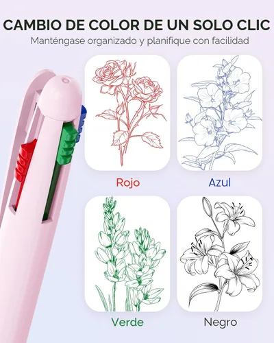 Miniatura 2 de Four Candies Bolígrafos multicolor, bolígrafo de 4 en 1, paquete de 9 bolígrafos de 1.0mm y 4 colores, bolígrafos de secado rápido para enfermeras