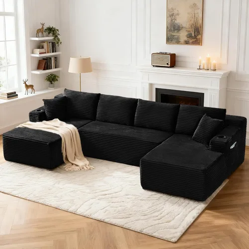 Miniatura 11 de Tmsan Sofá de 3 plazas sin hueso de 80.7 pulgadas para sala de estar con portavasos y asiento profundo de 26 pulgadas, bolsillos laterales, sofá